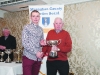 Patsy Kelly, right, making the presentation of the Cup for the Senior Mens Road League to winner, Conor Duffy, Glaslough Harriers. Â©Rory Geary/The Northern Standard
