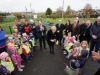 Minister for Culture, Heritage and Gaeltacht Heather Humphreys TD, centre, cutting a ribbon to officially open the Ballybay Town Park with some of the children from the Ballybay Community Creche and members of the Ballybay Clones Municipal District. Â©Rory Geary/The Northern Standard