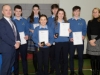 Mr Patrick McArdle and Ms Barbara Gleeson, President's Award Leader, with the Beech Hill College students who were presented with their Gaisce Awards. Â©Rory Geary/The Northern Standard