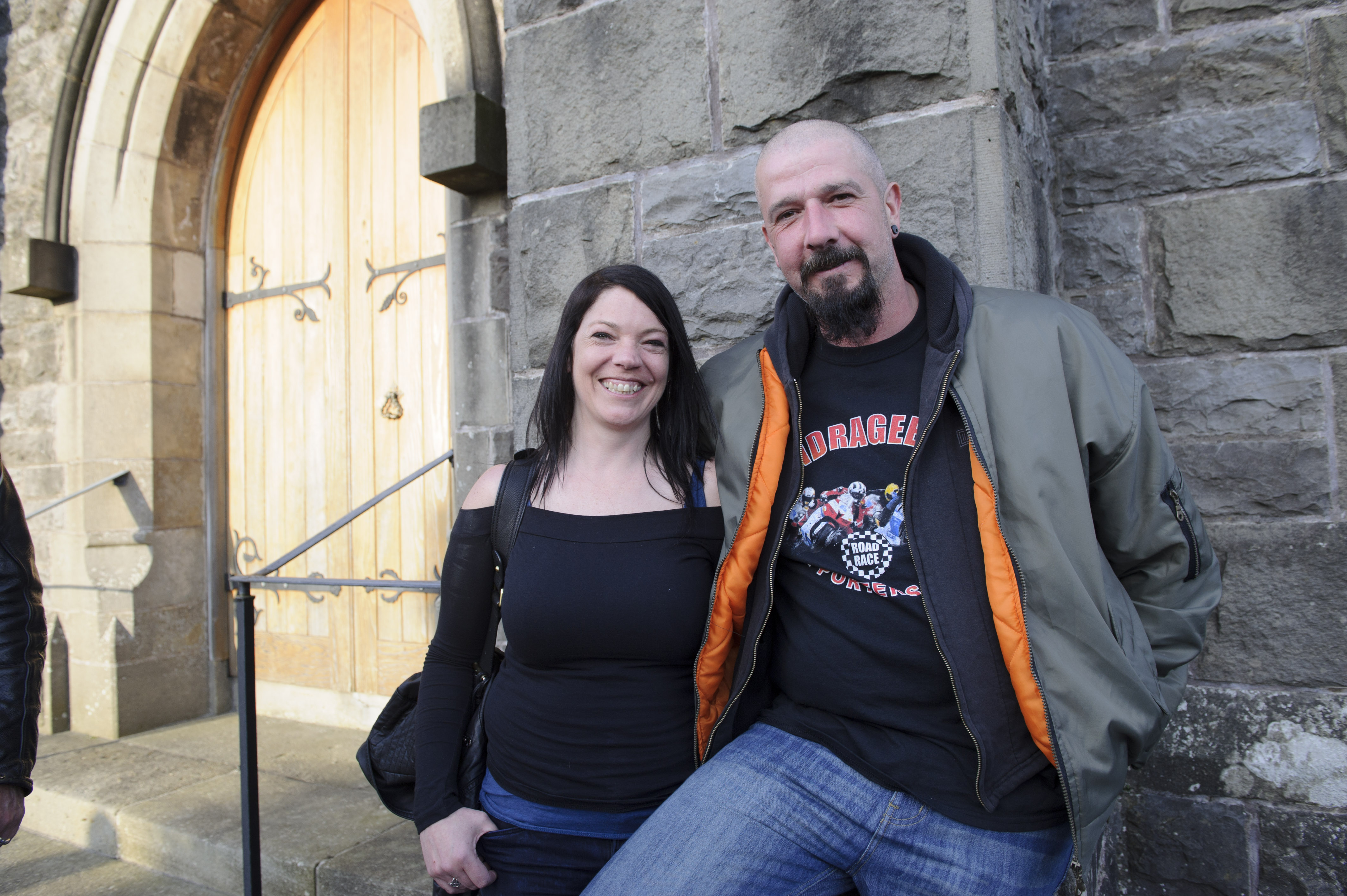Jenny and Big Dave at the Gone But Not Forgotten Bikers Mass which was held in Clones last Friday. Â©Rory Geary/The Northern Standard