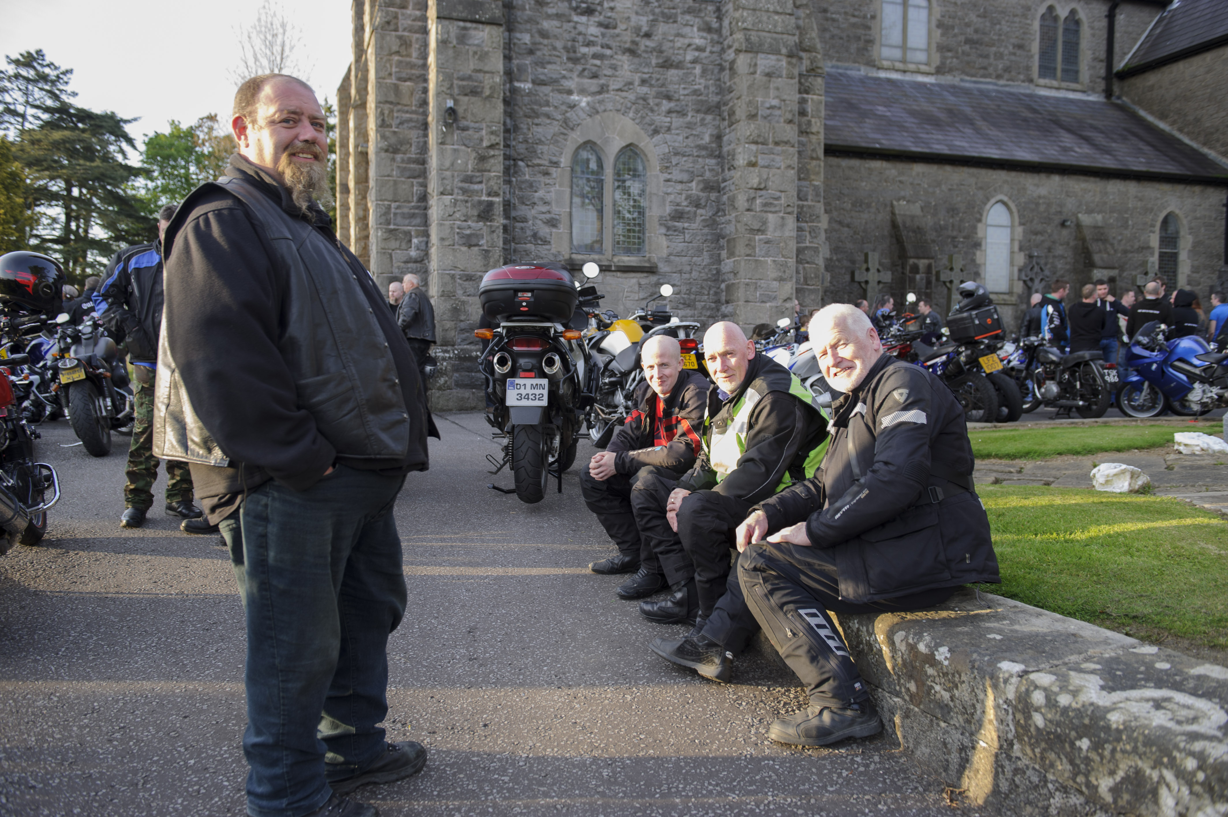 At the Gone But Not Forgotten Bikers Mass were (L-R) Darren Brady, Shane McMahon, Mickey Beggan and Macartan McMahon. Â©Rory Geary/The Northern Standard