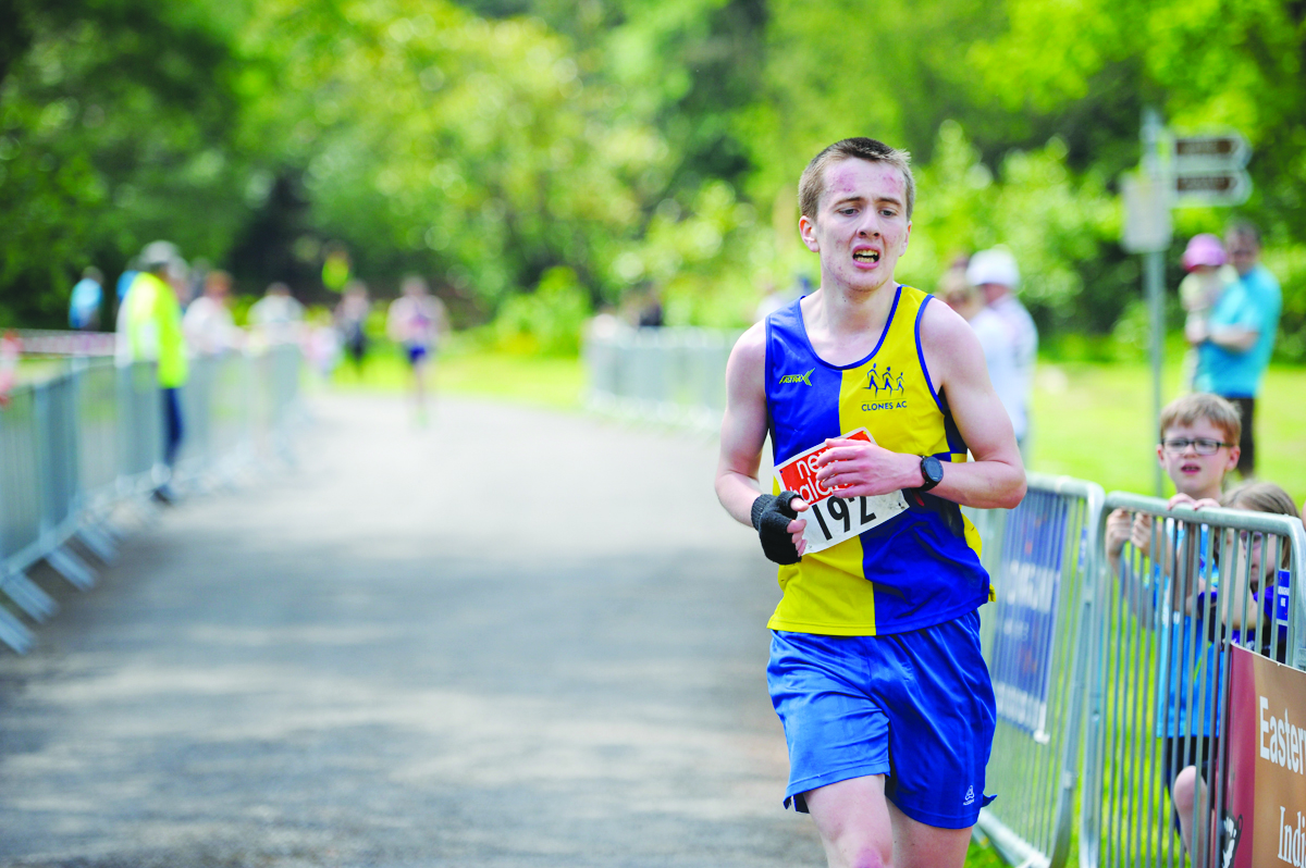 Shane Brady from Clones AC, finishing the Blackwater 10k. Â©Rory Geary/The Northern Standard