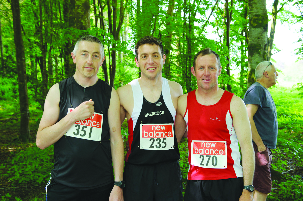 Pictured at the Blackwater 10k were (L-R) Tomas McGill, Brian McCarey and Kieran Cosgrove. Â©Rory Geary/The Northern Standard
