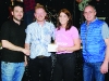 Winners of the jiving competition with John McAleer and Ashling McGinley, receiving their prize from Darren Feeley, left, Carrickroe Welcome Home Festival and Gerard Butler, right, judge. Â©Rory Geary/The Northern Standard