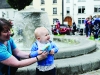 Eoin McMahon and Caroline Macklin playing with a bubble gun at the Clones Canal Festival. Â©Rory Geary/The Northern Standard