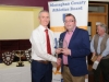 Alan Clarke, chairman of the Monaghan County Athletics Board, left, making a presentation to Tommy Maguire, author of the book "The Runner McGeough" who spoke at the Monaghan County Athletics Board Awards function in Concra Wood Golf Club, last weekend. Â©Rory Geary/The Northern Standard