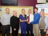 At the presentation of the Monaghan County Athletics Board Club of the Year Award to Carrick Aces, were (L-R) Brian Peppard, Fr Corrigan, Ann Linden, Carrick Aces, Alan Clarke, chairman of the Monaghan County Athletics Board, Alan Hill, Carrick Aces and Eamon Hackett. Â©Rory Geary/The Northern Standard