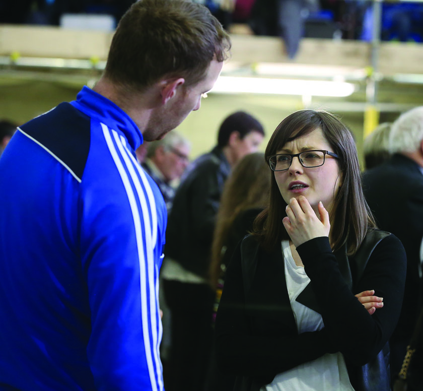 Anxious moments Kathryn Reilly Sinn Fein at the Cavan-Monaghan Count Centre on Saturday last.  Pic.  Pat Byrne.