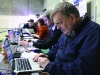 Northern Standard journalists Michael Fisher who was tweeting on behalf of the Northern Standard and Michael McDonnell checking the count votes at the Cavan-Monaghan Count Centre.  Pic.  Pat Byrne.