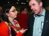 Cianna McNally Northern Standard journalist interviewing Padraig McNally at the Cavan-Monaghan Count Centre.  Pic.  Pat Byrne.