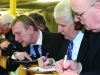 Jackie Crowe tallying at the Cavan-Monaghan Count Centre on Saturday last.  Pic.  Pat Byrne.