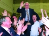 Brendan Smith (Fianna FÃ¡il) celebrating his election to the 32nd DÃ¡il in the Cavan Count Centre on Sunday evening last.  Pic.  Pat Byrne.