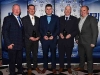 Cathal Smyth (Sponsor), Anthony Marron (Senior League Referee), Fintan Finnegan (Intermediate League Referee), Jim O'Rourke (Hurling League Referee) with Noel Duffy who presented them with their Awards. Â© Northern Standard