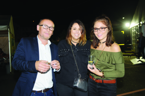 Neil Treanor, Sofie Herron and Alanna Power at the marquee during the festival. Â©Rory Geary/The Northern Standard