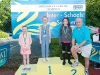 The winners of the 7-8 Girls Back Crawl, with Norman Griffin. Â©Rory Geary/The Northern Standard