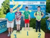 The winners of the 7-8 Boys Front Crawl, with Norman Griffin. Â©Rory Geary/The Northern Standard