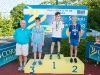 The winners of the 9-10 Boys Breast Stroke, with Norman Griffin. Â©Rory Geary/The Northern Standard