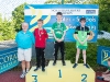 The winners of the 11-12 Boys Breast Stroke, with Norman Griffin. Â©Rory Geary/The Northern Standard