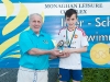 Norman Griffin, Monaghan Leisure Complex, making the presentation of the Best Boy Award at the Inter-Schools Gala to winner, Avon Wylie. Â©Rory Geary/The Northern Standard