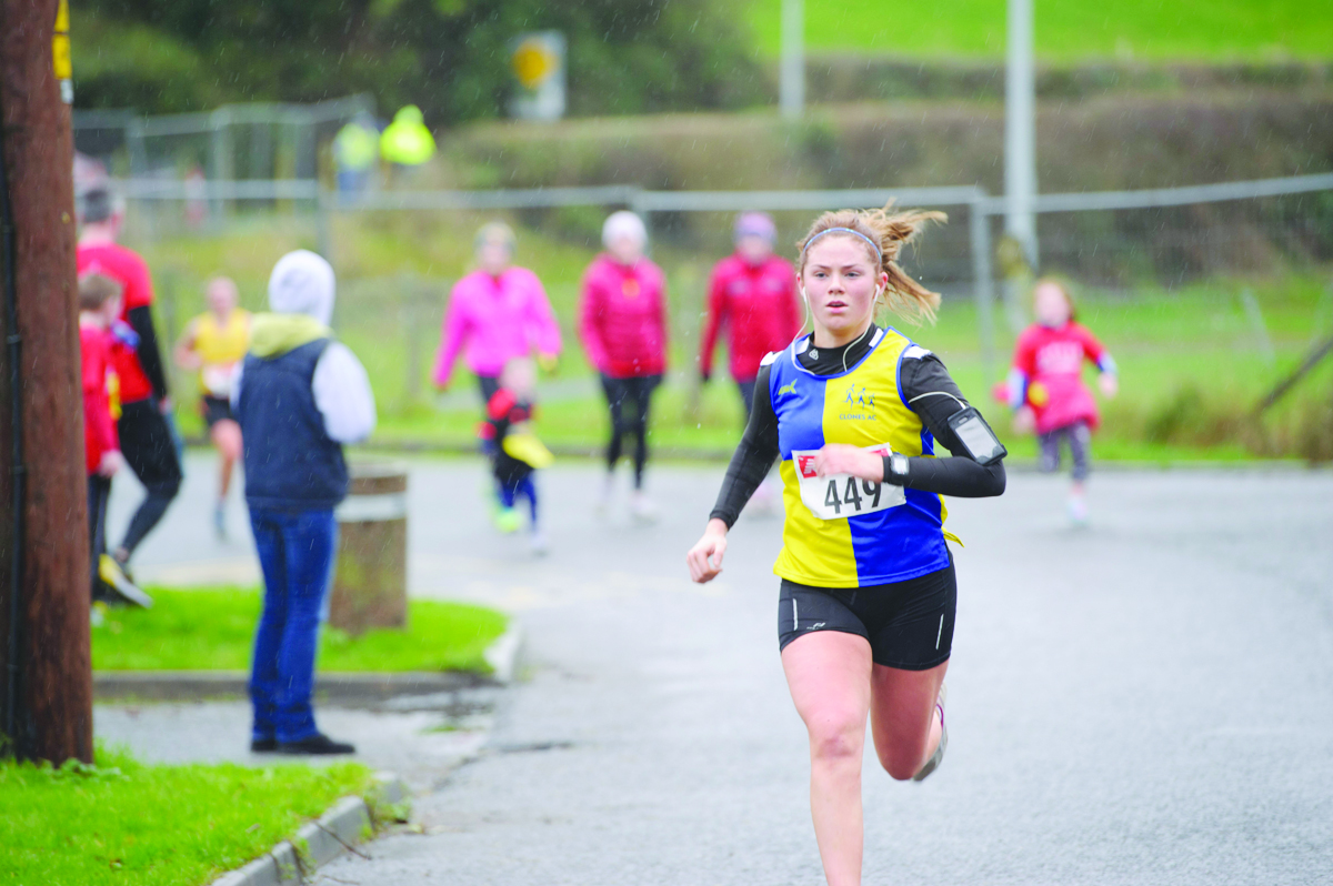 Brenda Mallon from Clones AC, as she reached the finish of the Glaslough Harriers Jolly Joggers 10k Run on New Years Day. Â©Rory Geary/The Northern Standard