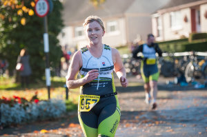 Denise McKenna from Muckno Triathlon Club, as she set off on her 2nd run at the Kieran McAree Duathlon. Â©Rory Geary/The Northern Standard
