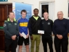 Winners of the Monaghan Credit Union Monaghan Phoenix AC 5k Senior Mens race being presented. In photo are (L-R) Damien Barry, Monaghan Phoenix AC, Shane Brady, Clones AC 3rd, Eskander Turki, Monaghan Town Runners, winner, Darragh Crossan, Foyle Valley, 2nd and Felix Treanor, Monaghan Phoenix AC. Â©Rory Geary/The Northern Standard