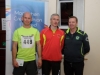 At the presentation of the prizes for the Mens Over-40 Class were (L-R) Gareth Kelly, runner-up. Alan Clarke, winner and Damien Barry, Monaghan Phoenix AC. Â©Rory Geary/The Northern Standard