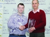 Fintan Clerkin, left, making the presentation of the awards for the winners of the Historic Class to Malcolm Pedlow. Missing from photo is Ivor Ferguson. Â©Rory Geary/The Northern Standard