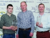 Gary Cassidy, left and Paul Kelly, right, are presented with their awards for 2nd in Class 11F by Dairmuid Leane. Â©Rory Geary/The Northern Standard