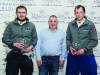Thomas Treanor, centre, presenting Karl Fallis, left and Eamon Conway, with their awards for 3rd in Class 2. Â©Rory Geary/The Northern Standard