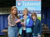 Tydavnet Show Queen Shauna McAree, left and President of Tydavnet Show, Mary Sherry, right, presenting Scott Cup for Flowers to Shirley Wright. Â©Rory Geary/The Northern Standard