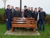 Some of the past members of the Emyvale Scout Unit at the unveiling of the bench in memory of Benny McKenna, Scout Master, who organised the first Christmas Day Swim at Emy Lake, with members of the Donagh Development Association and Veronica and Conleith McKenna. Â©Rory Geary/The Northern Standard