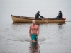Mark Leslie as he finished his swim on Christmas Day at Emy Lake. Â©Rory Geary/The Northern Standard